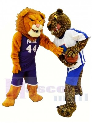 Sportlicher Löwe und Leopard Maskottchen Kostüm