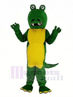 Grün Krokodil Mit Groß Mund Maskottchen Kostüm Tier