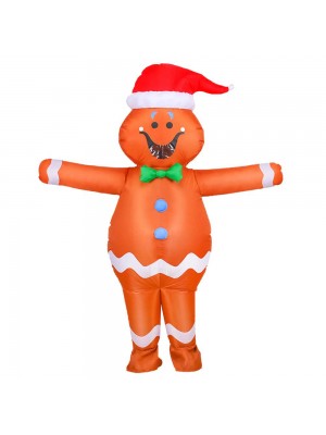 Lebkuchen Mann Aufblasbar Kostüm Schlag oben Halloween Weihnachten Bodysuit zum Erwachsene