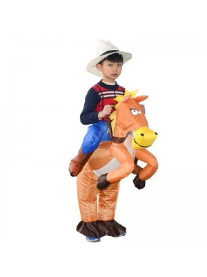 Orange Pferd Tragen mich Reiten auf Aufblasbar Kostüm Cowboy Halloween Weihnachten zum Kind