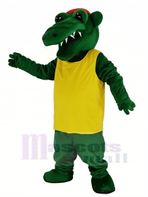 Tuff Alligator mit Gelb T-Shirt Maskottchen Kostüm Tier