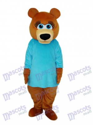 Ms.Bear im blauen T-Shirt Maskottchen-erwachsenes Kostüm-Tier
