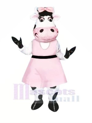 Wunderschönen Kuh mit Rosa Kleid Maskottchen Kostüme Tier