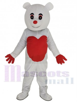 weißer Bär Maskottchen-Kostüm Tier mit rotem Liebesherz