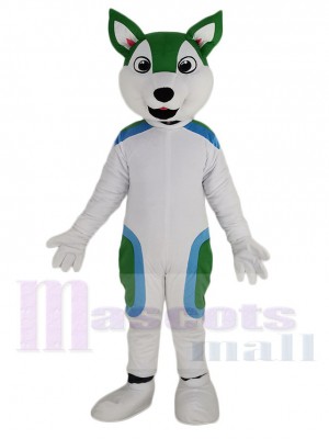 Süß Weiß und Grün Husky Hund Maskottchen Kostüm Tier