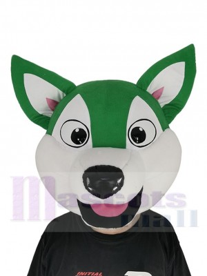 Weiß und Grün Husky Hund Maskottchen Kostüm Nur Head