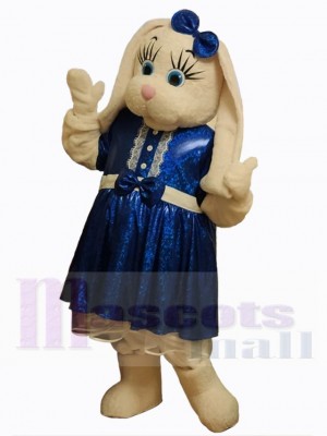 Osterhase Maskottchen-Kostüm Tier im blauen vollen Kleid