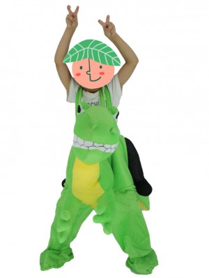Für Kinder Huckepack tragen Sie mich auf gelben Bauch Grünes Drachen Maskottchen Kostüm