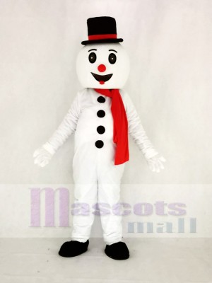 Süß Schnee Mann mit Hut Maskottchen Kostüm Karikatur