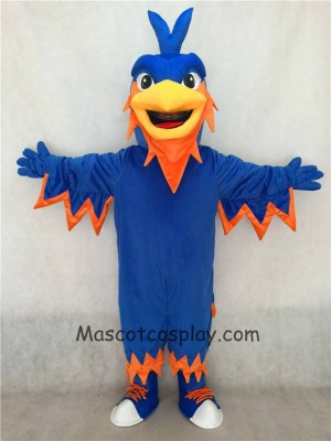 Bestellung anpassen Blauer Phönix Maskottchen Kostüm mit spitzem Kopf, Flügeln, Schwanz und Tennisschuhen
