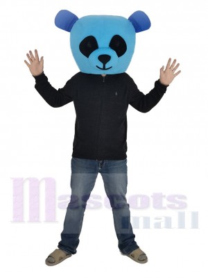 Blau Panda mit Schwarz Augen Maskottchen Kostüm Nur Head