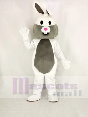 Weiß und Grau Ostern Hase Maskottchen Kostüm Karikatur