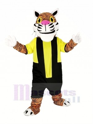 Leistung Tiger mit Schwarz und Gelb Sweatshirt Maskottchen Kostüm Tier