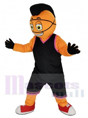 Leistung Basketball Mann im Schwarz Jersey Maskottchen Kostüm