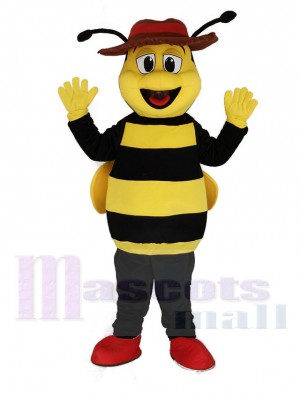 glücklich Gelb und Schwarz Biene Maskottchen Kostüm