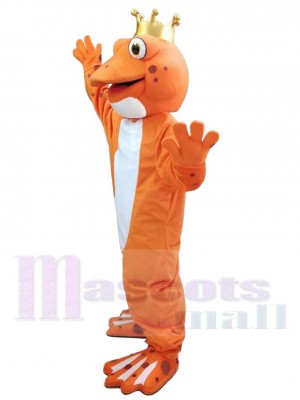 Orange Frosch trägt Krone Maskottchen-Kostüm Tier