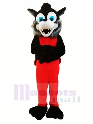 Grau Wolf im rot Maskottchen Kostüme Karikatur