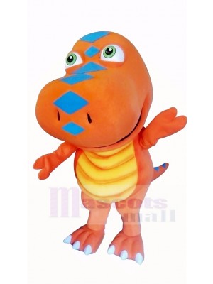 Orange Dinosaurier mit Groß Augen Maskottchen Kostüm Karikatur
