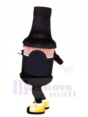 Marrant Noir Bouteille Mascotte Costume Dessin animé
