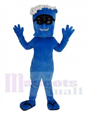 Blau Welle mit Schwarz Brille Maskottchen Kostüm