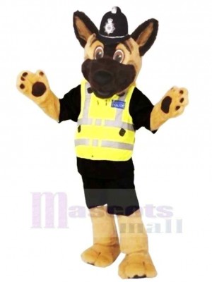 Braun und Schwarz Mitarbeiter Polizei Hund Maskottchen Kostüm Karikatur