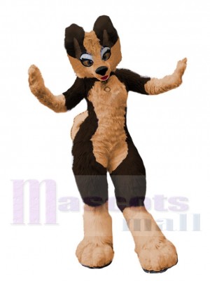 Husky-Hund in Schwarz und Tan Maskottchen-Kostüm Tier