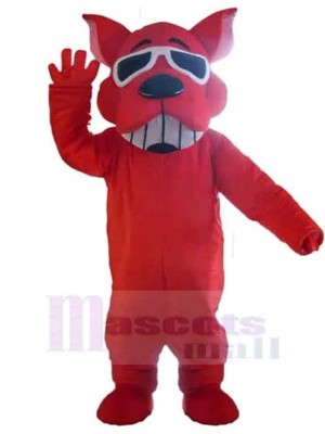 Lächelnde Sonnenbrille Roter Hund Maskottchen Kostüm Tier