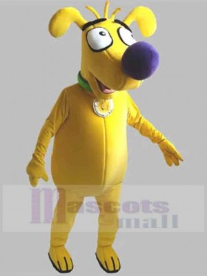 Gelber Hund Maskottchen Kostüm Tier mit lila Nase