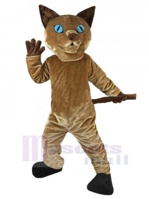 Alarm Braune Katze Maskottchen Kostüm Tier mit blauen Augen