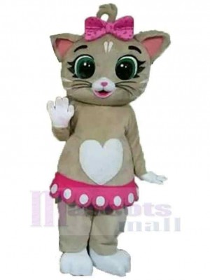 Süße Katze Maskottchen Kostüm Tier mit rosa Schleife