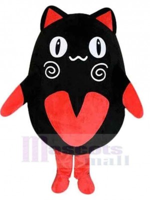 Süße schwarze Katze Maskottchen Kostüm Tier mit roten Ohren