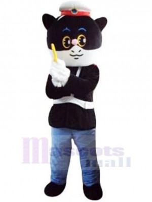 Coole schwarze Katze Sheriff Maskottchen Kostüm Cartoon