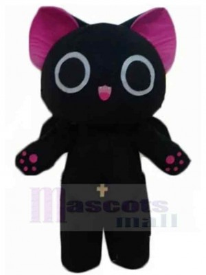 Schwarze Katze Maskottchen Kostüm Tier mit Kreuzanhänger