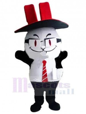 Manager der weißen Katze Maskottchen Kostüm Tier mit Red Hat