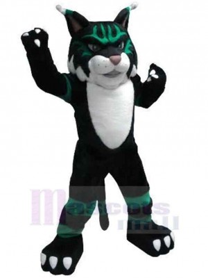 Schwarze und dunkelgrüne Wildkatze Maskottchen Kostüm Tier