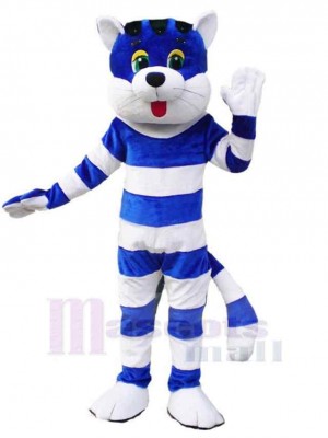 Blau-weiß gestreifte Katze Maskottchen Kostüm Tier