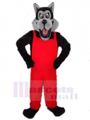 Böser Wolf Maskottchen Kostüm Tier in roten Kleidern