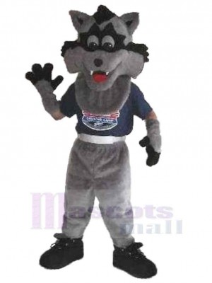 Cooler grauer Wolf Maskottchen Kostüm Tier mit schwarzen Schuhen
