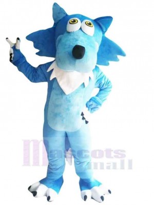 Cartoon Blauer Wolf Maskottchen Kostüm Tier