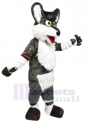 Überraschter schwarz-weißer Wolf Maskottchen Kostüm Tier