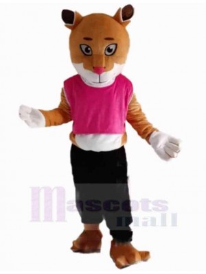 Tiger Maskottchen Kostüm Tier in rosa Weste