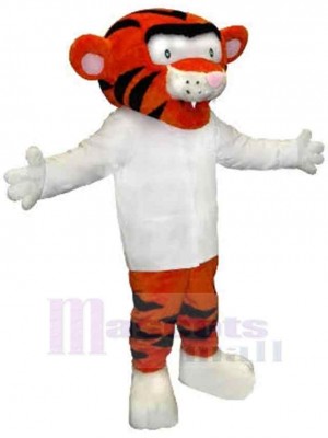Tiger Maskottchen Kostüm Tier im weißen Hemd