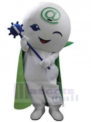 Schneemann Maskottchen-Kostüm mit grünem Umhang