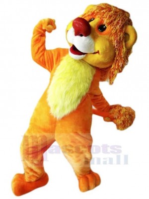 Lächelnder Löwe der roten Nase Maskottchen-Kostüm Tier