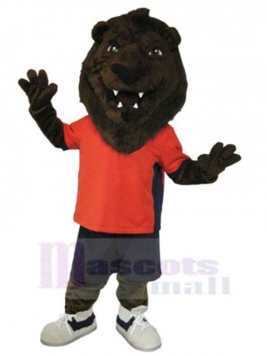 Fußball-Löwe Maskottchen-Kostüm Tier im roten T-Shirt