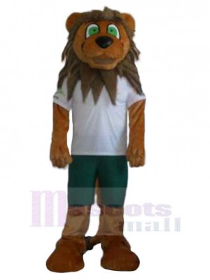 Starker Löwe Maskottchen-Kostüm Tier mit grünen Augen
