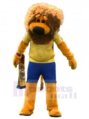 Sportlicher Löwe Maskottchen-Kostüm Tier im gelben T-Shirt