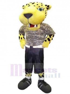 Macht gelber Leopard Maskottchen-Kostüm Tier