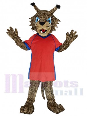 Bobcat im roten Trikot Maskottchen Kostüm Tier
