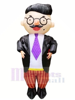 Gut aussehend Boss mit Brille Aufblasbar Maskottchen Kostüme Karikatur